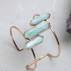 Golden Tone Metal Wide Cuff-light green